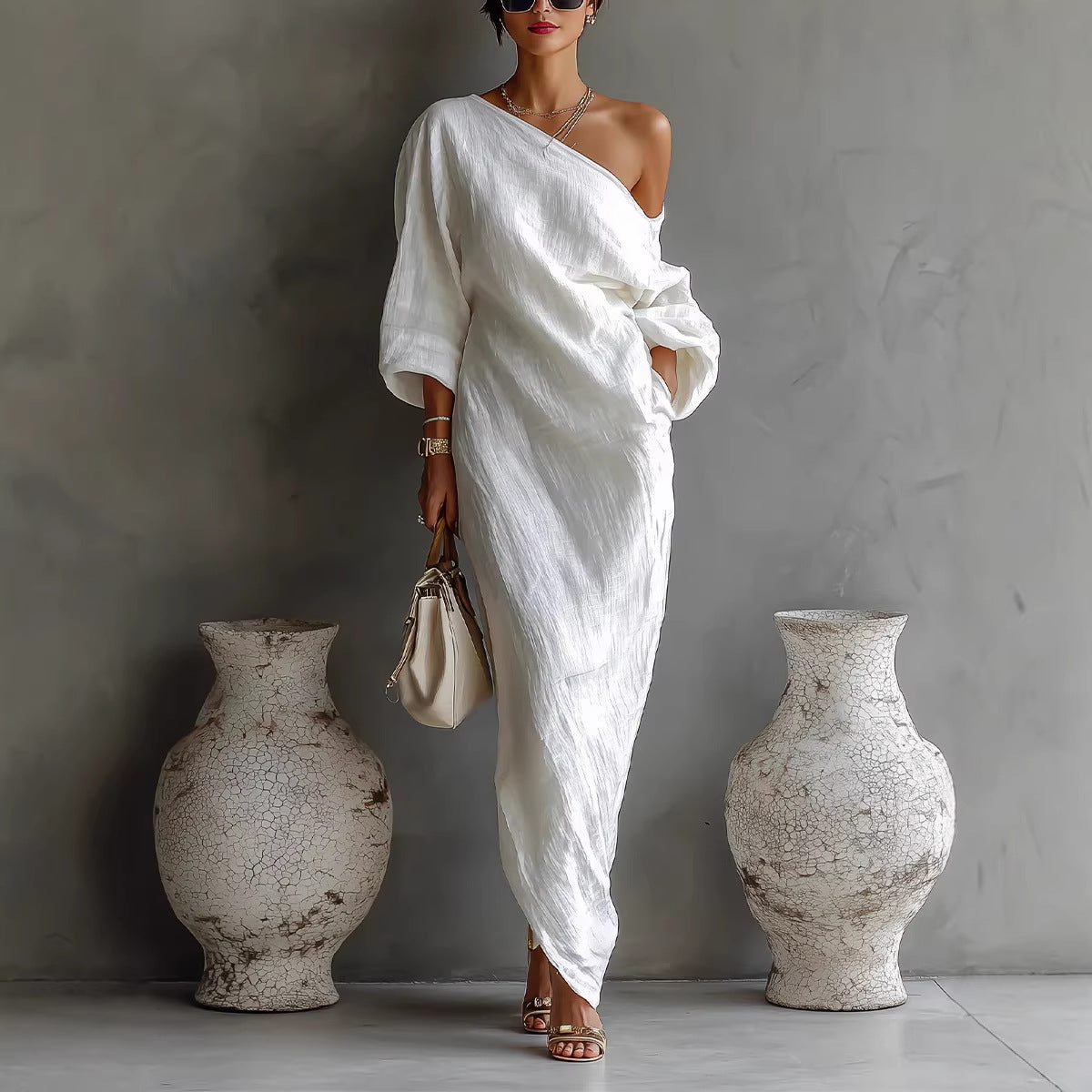 Betty | Women’s One Shoulder Maxi Wedding Guest Dress