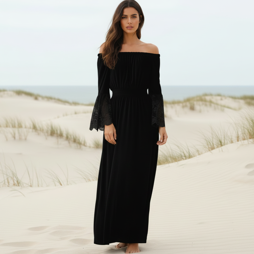 Beverly | Women’s Off Shoulder Tiered Vacation Maxi Dress
