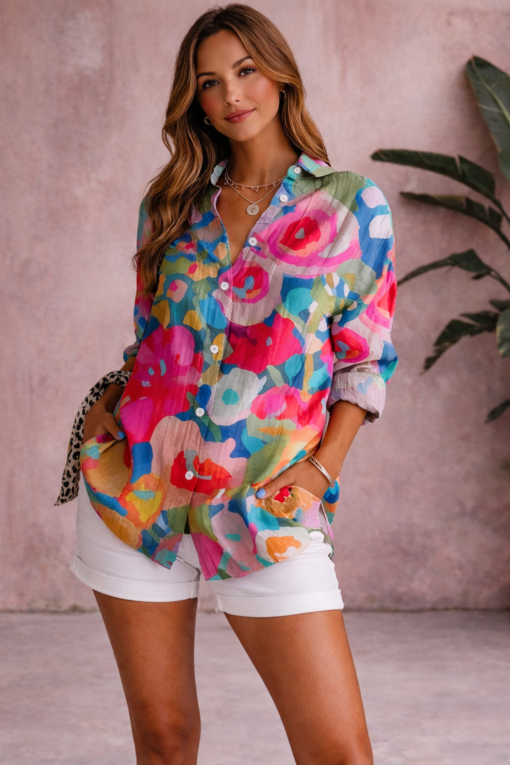 Abigail | Women's Button Up Collared Floral Summer Blouse