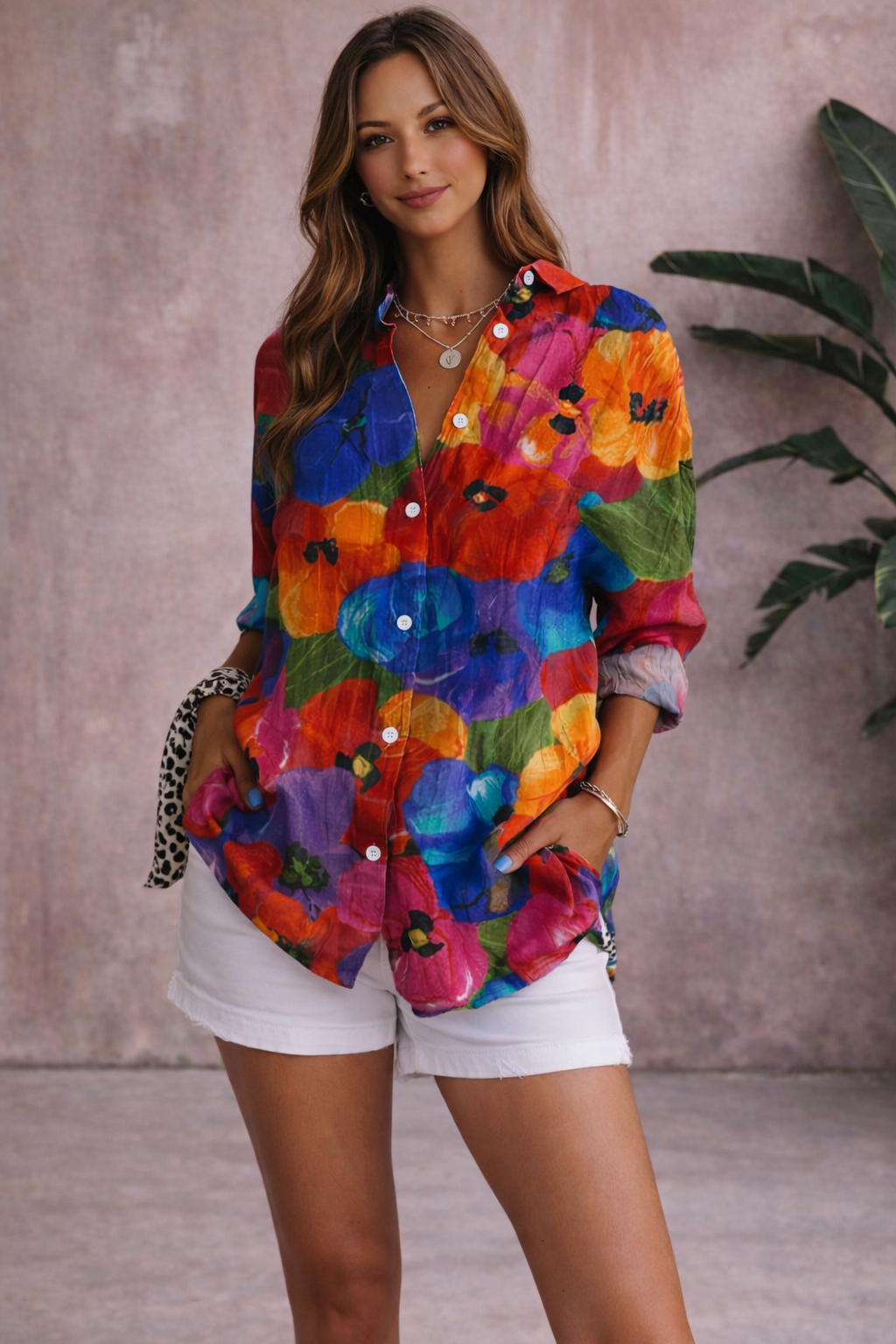 Abigail | Women's Button Up Collared Floral Summer Blouse