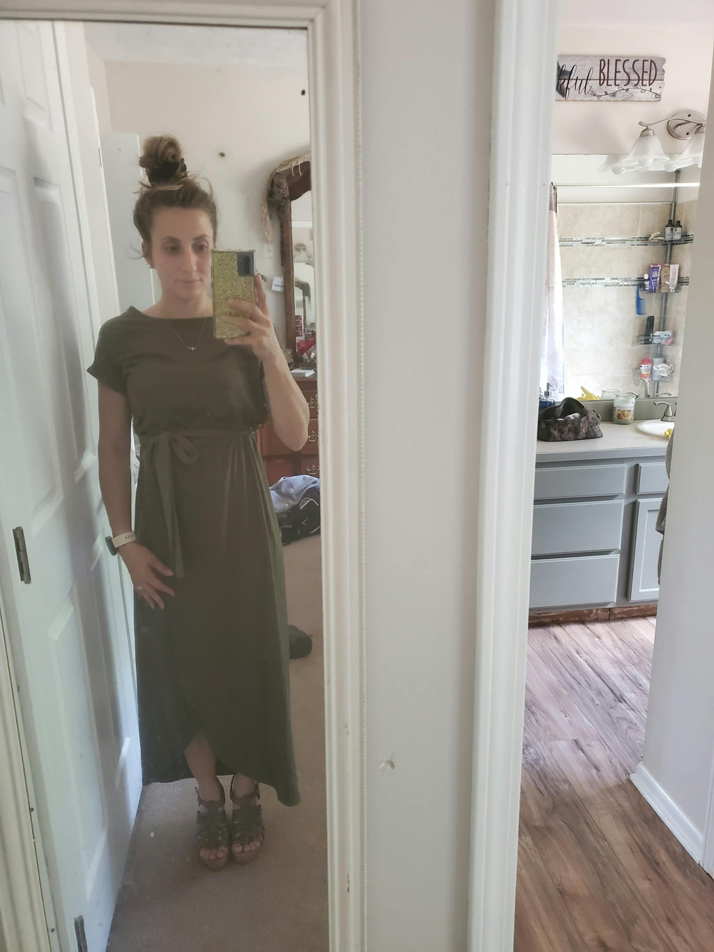 Blanca | Women’s Cap Sleeve Draped High Slit Maxi Dress