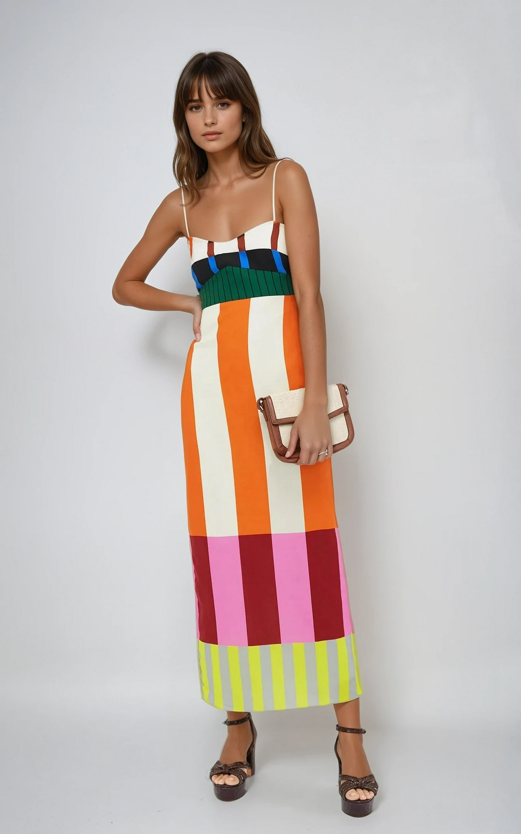 Blanche | Women’s Vertical Stripe Sleeveless Maxi Dress