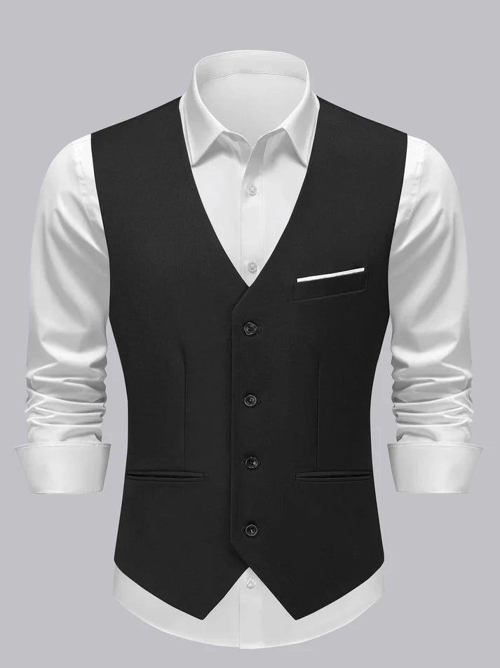 Braeden | Men’s Single Breasted V Neck Button Front Vest
