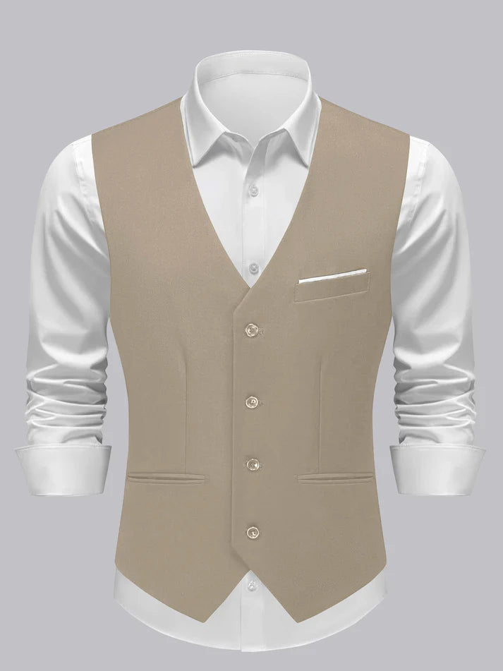 Braeden | Men’s Single Breasted V Neck Button Front Vest