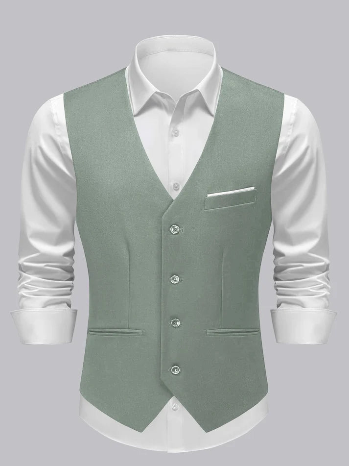 Braeden | Men’s Single Breasted V Neck Button Front Vest
