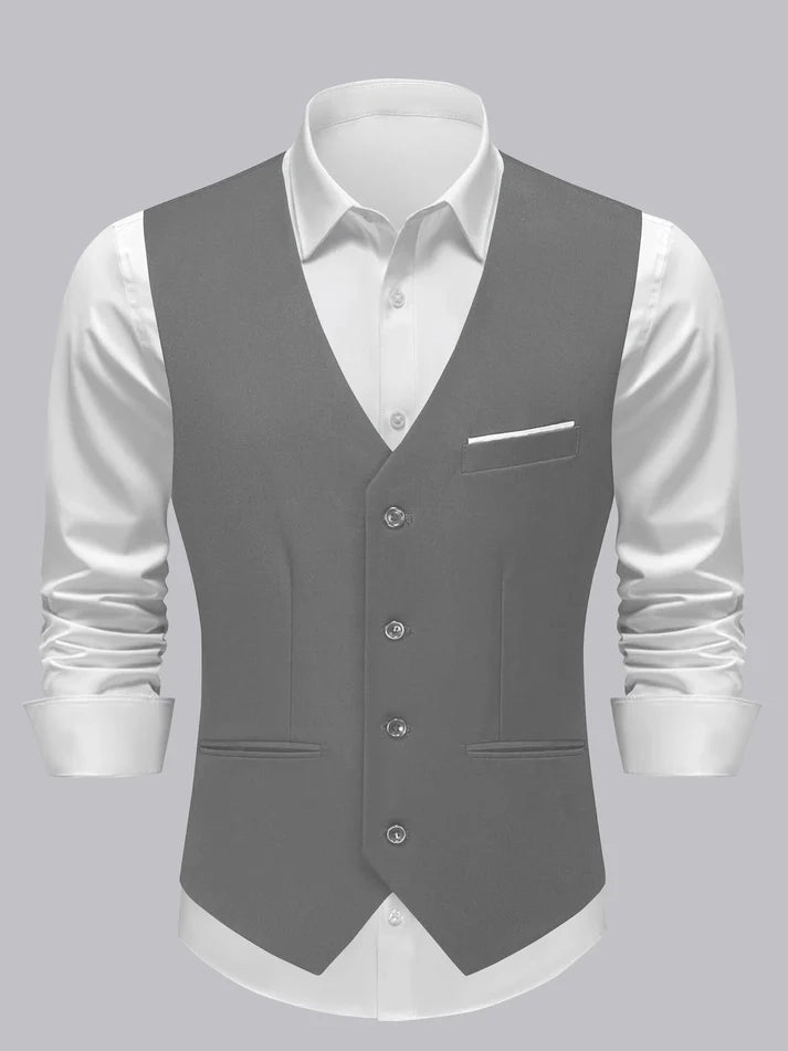 Braeden | Men’s Single Breasted V Neck Button Front Vest