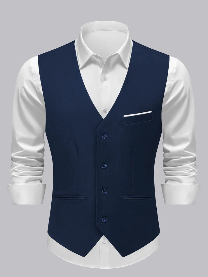 Braeden | Men’s Single Breasted V Neck Button Front Vest