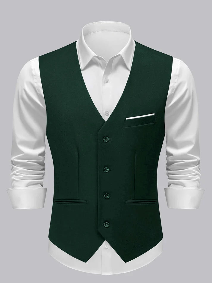 Braeden | Men’s Single Breasted V Neck Button Front Vest