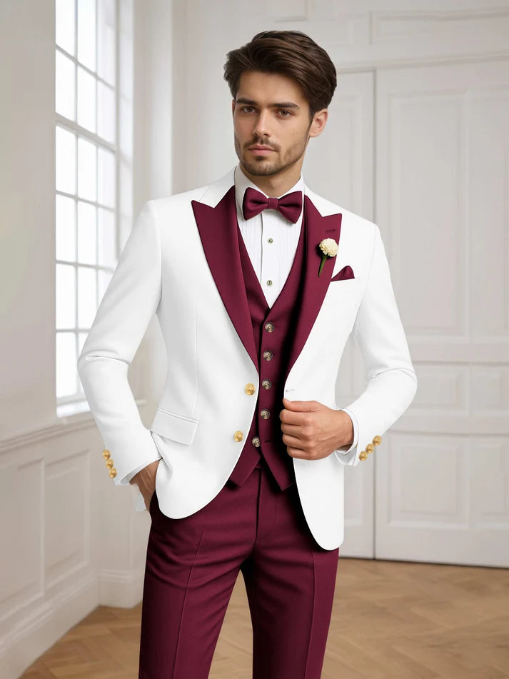 Brandon | Men’s Single Breasted Peak Lapel Three Piece Suit