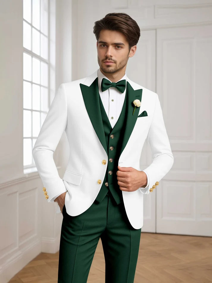 Brandon | Men’s Single Breasted Peak Lapel Three Piece Suit