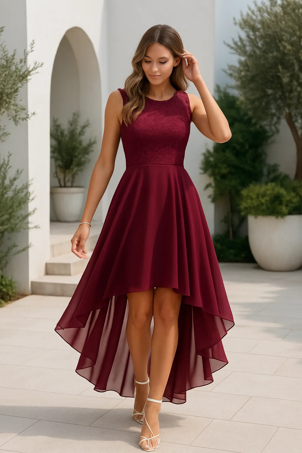 Brelynn | Women’s Sleeveless Round Neck High Low Flowy Maxi Dress