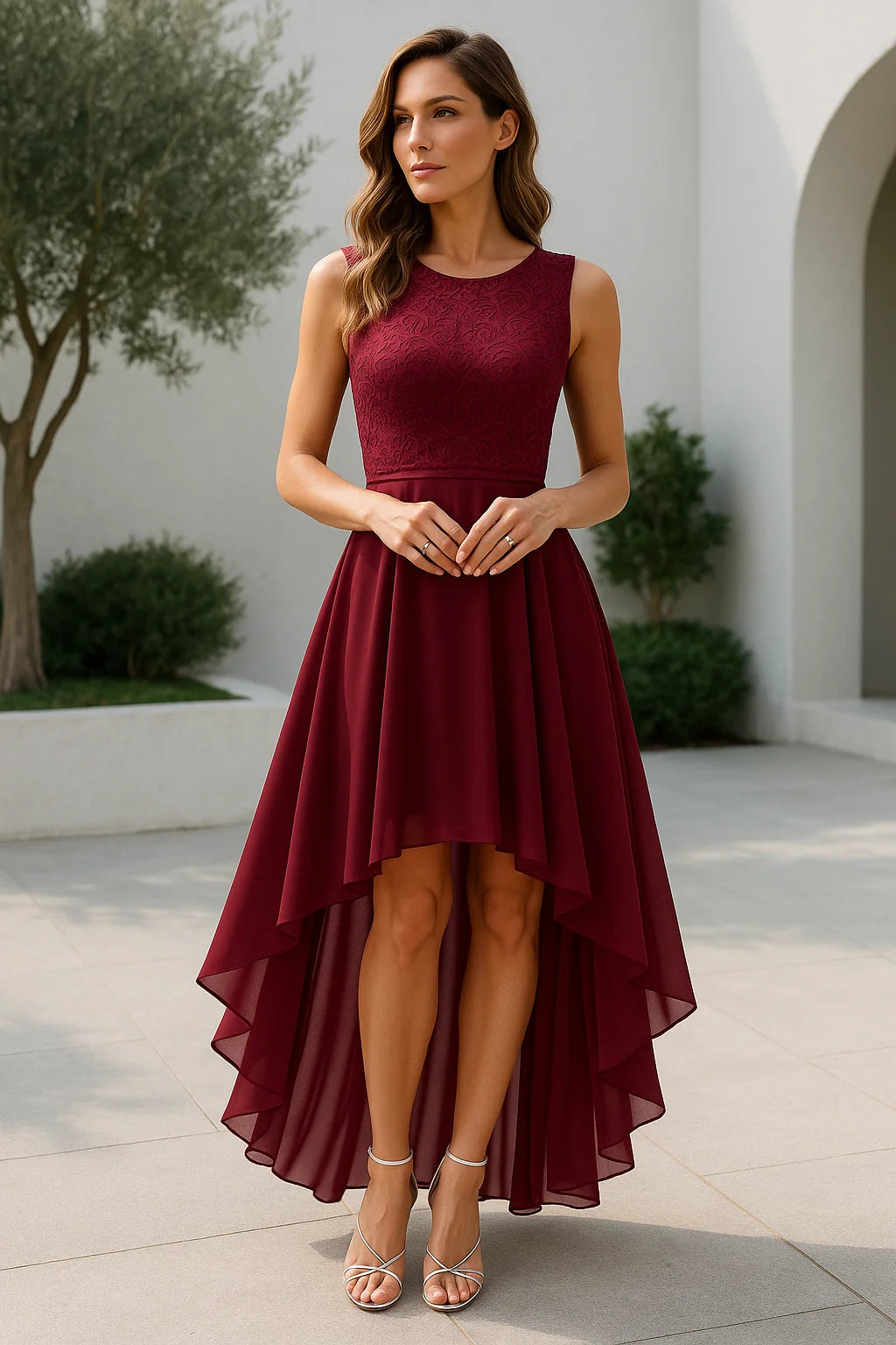 Brelynn | Women’s Sleeveless Round Neck High Low Flowy Maxi Dress