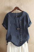 Brenda | Women’s Short Sleeve Button Detail Summer Top