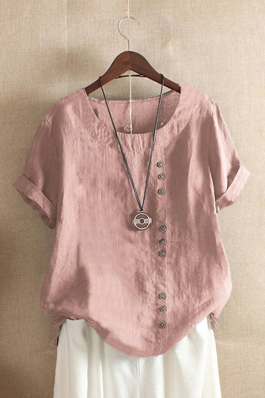 Brenda | Women’s Short Sleeve Button Detail Summer Top