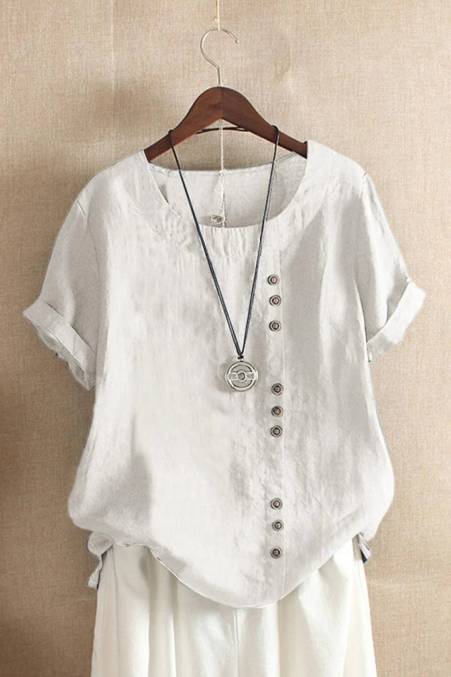 Brenda | Women’s Short Sleeve Button Detail Summer Top