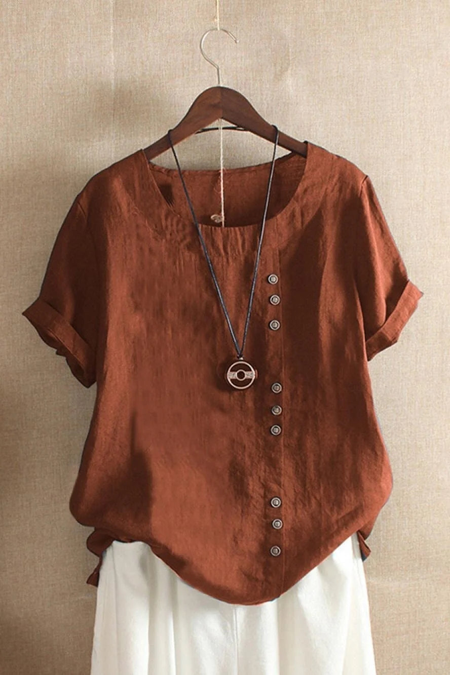 Brenda | Women’s Short Sleeve Button Detail Summer Top
