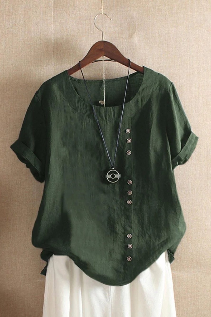 Brenda | Women’s Short Sleeve Button Detail Summer Top