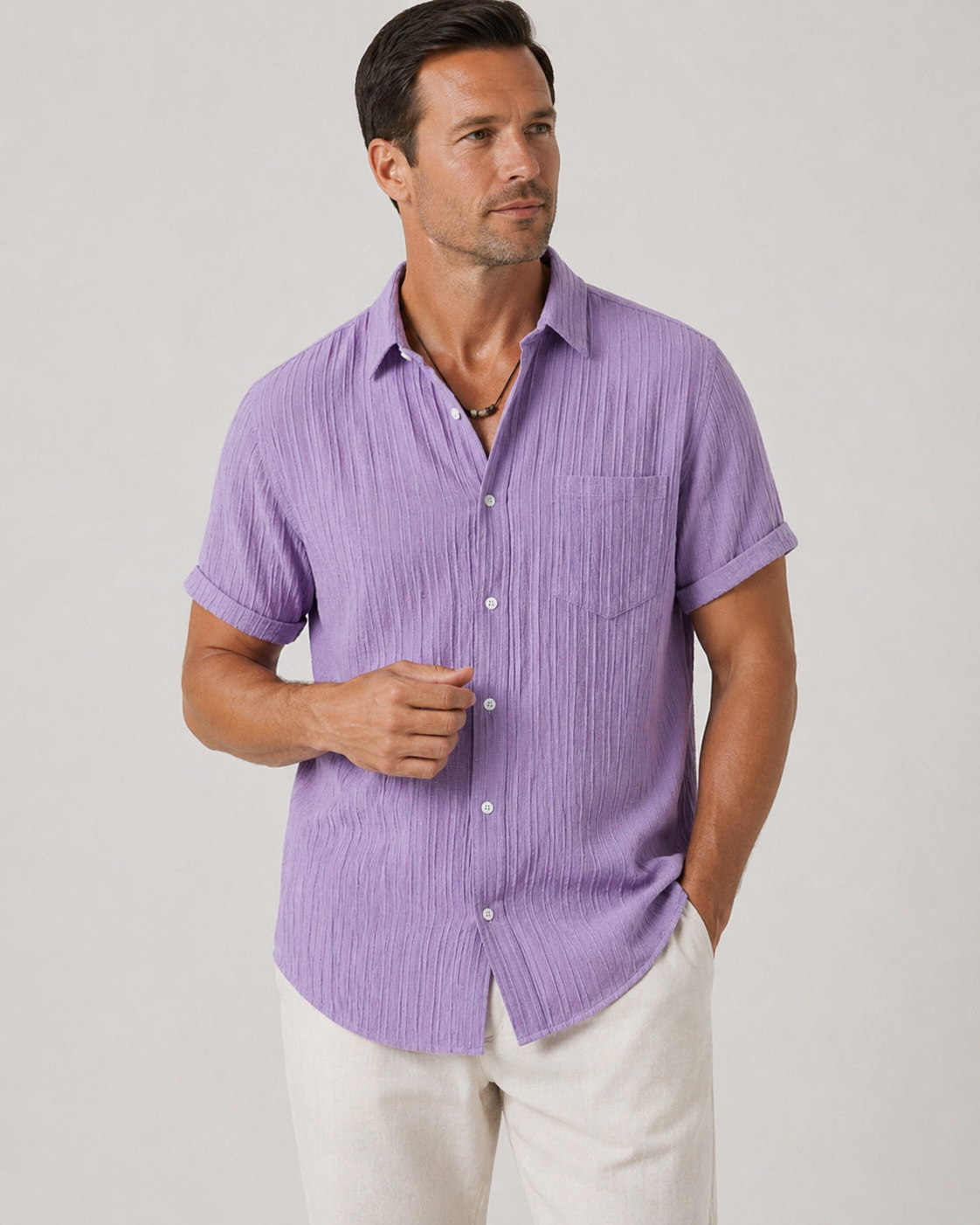 Brennan | Men’s Short Sleeve Vertical Stripe Polo Shirt