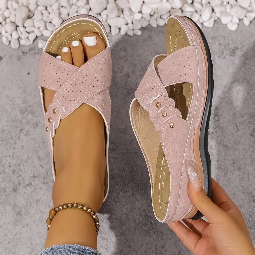 Brielle | Women's Slip On Backless Platform Wedge Summer Slides