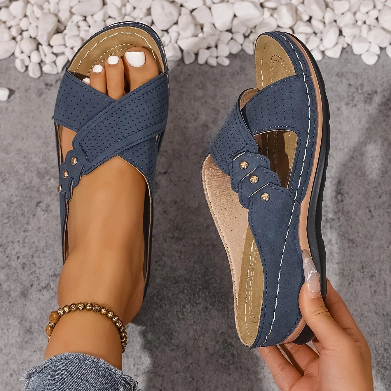 Brielle | Women's Slip On Backless Platform Wedge Summer Slides