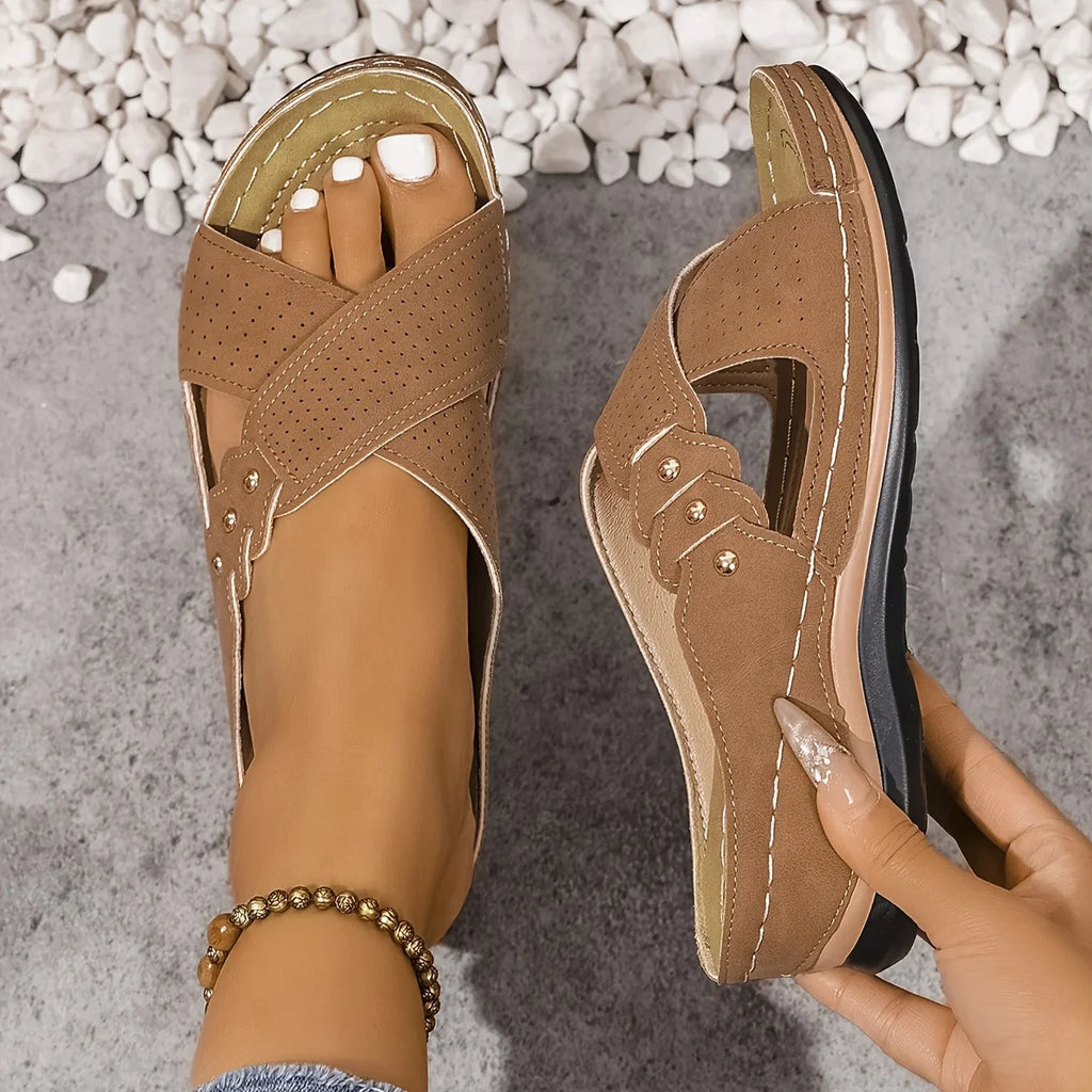 Brielle | Women's Slip On Backless Platform Wedge Summer Slides