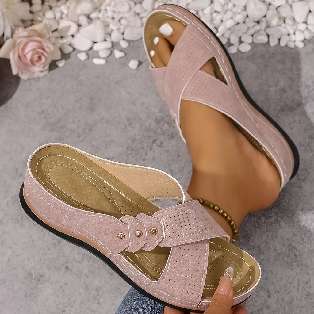 Brielle | Women's Slip On Backless Platform Wedge Summer Slides