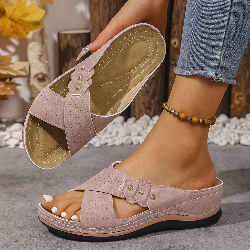 Brielle | Women's Slip On Backless Platform Wedge Summer Slides