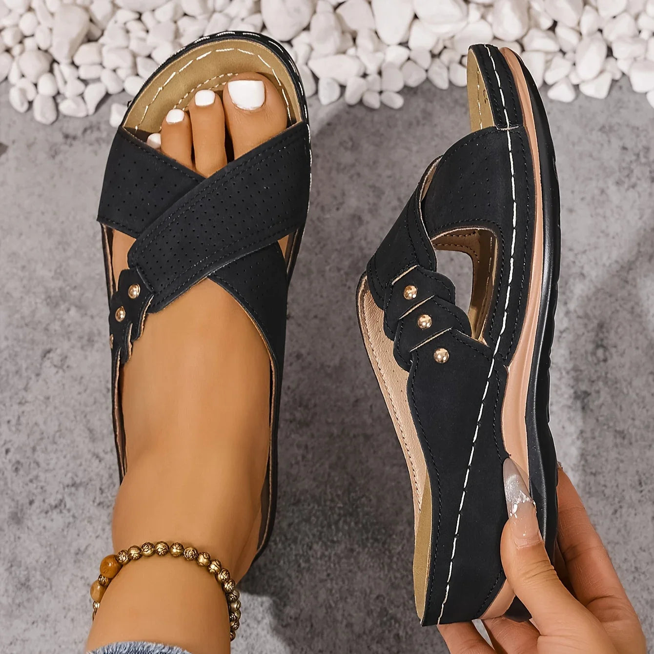 Brielle | Women's Slip On Backless Platform Wedge Summer Slides