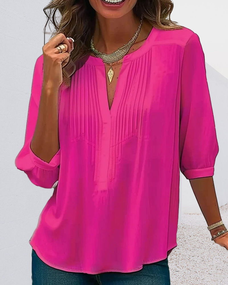Briony | Women’s Pleated V Neck Summer Blouse