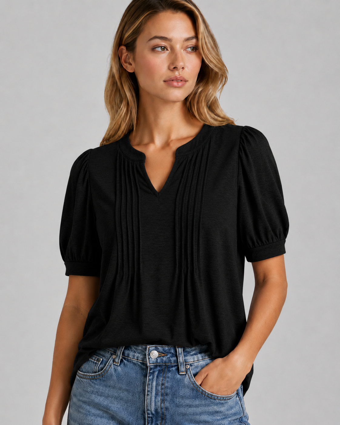 Briony | Women’s Pleated V Neck Summer Blouse