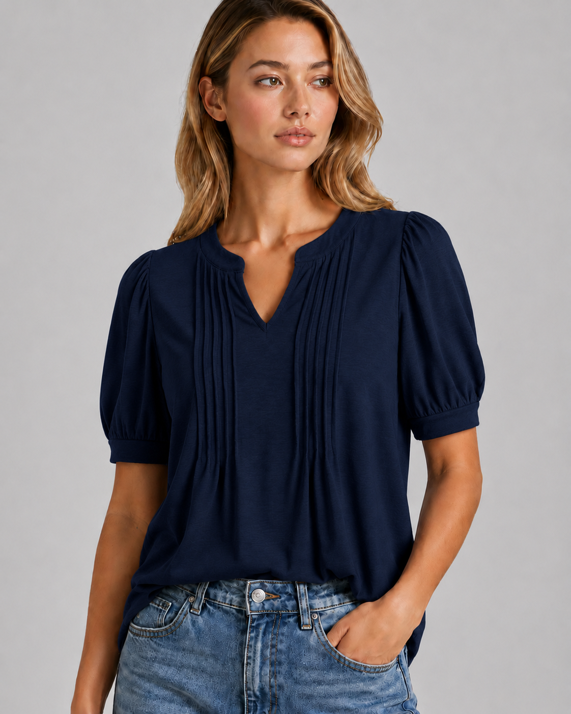 Briony | Women’s Pleated V Neck Summer Blouse