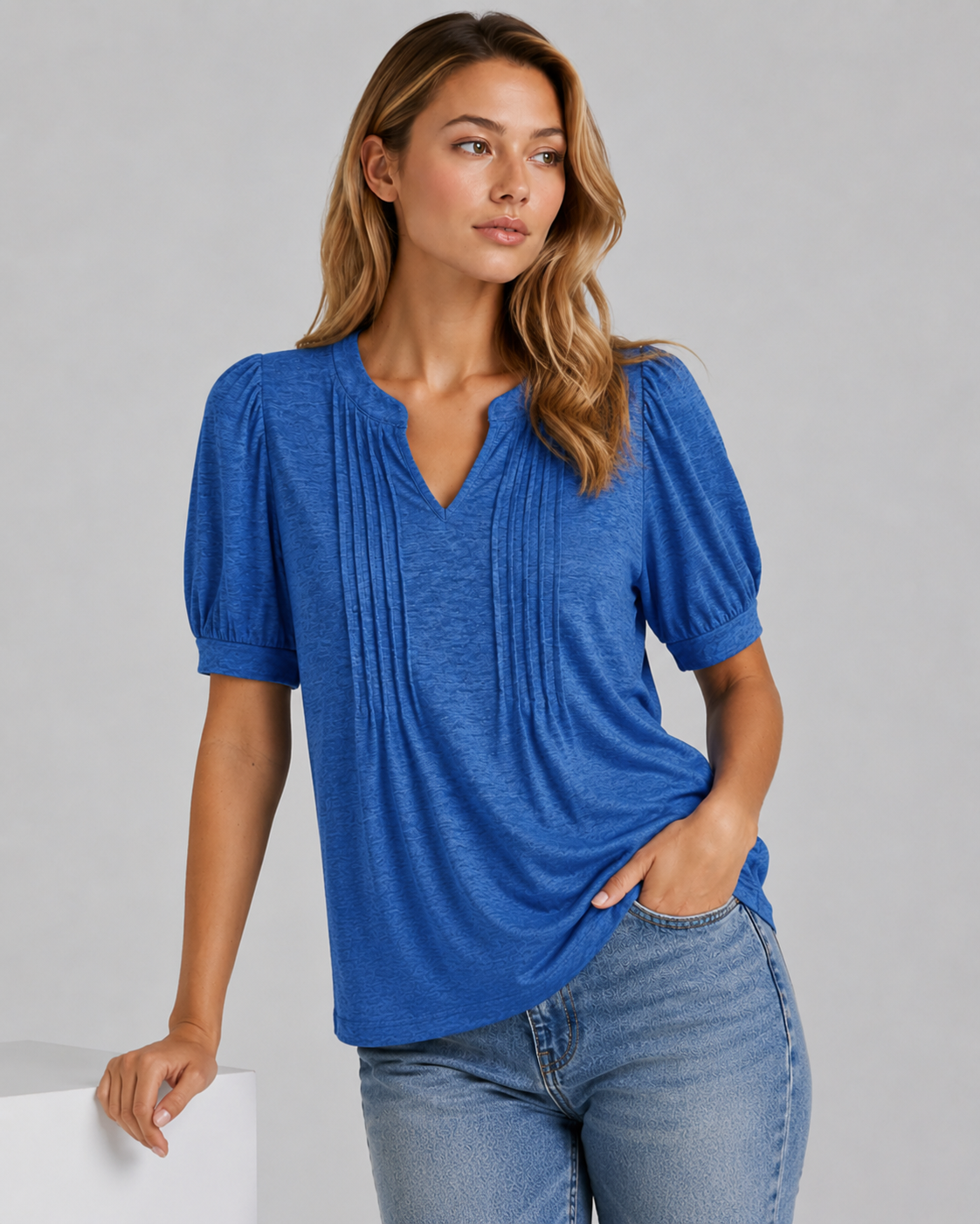 Briony | Women’s Pleated V Neck Summer Blouse