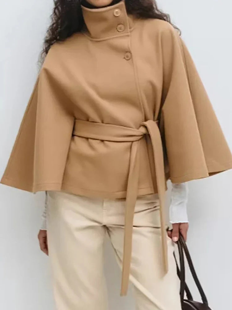 Bristol | Women’s High Collar Batwing Sleeve Waist Tie Jacket
