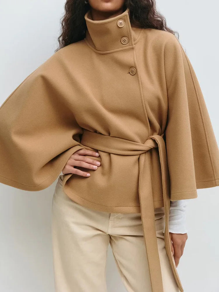 Bristol | Women’s High Collar Batwing Sleeve Waist Tie Jacket