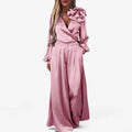 Brittani | Women’s V Neck Draped Wide Leg Two Piece Set