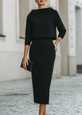 Brittney | Women’s Boat Neck Wedding Guest Midi Dress