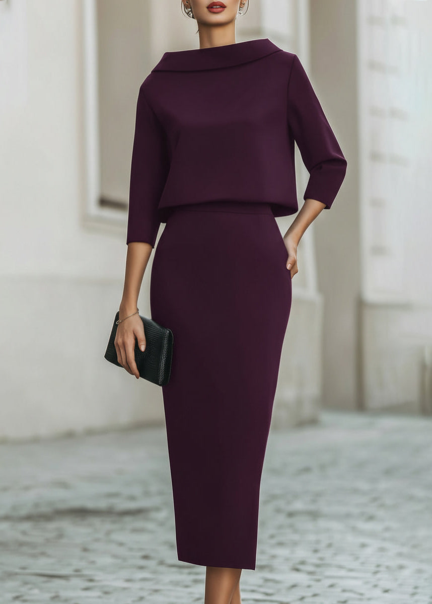Brittney | Women’s Boat Neck Wedding Guest Midi Dress