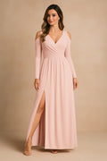 Bronwyn | Women’s Cut Out Long Sleeve High Slit Flowy Maxi Dress