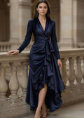 Brooke | Women’s Asymmetric Long Sleeve Ruffled Wrap Dress