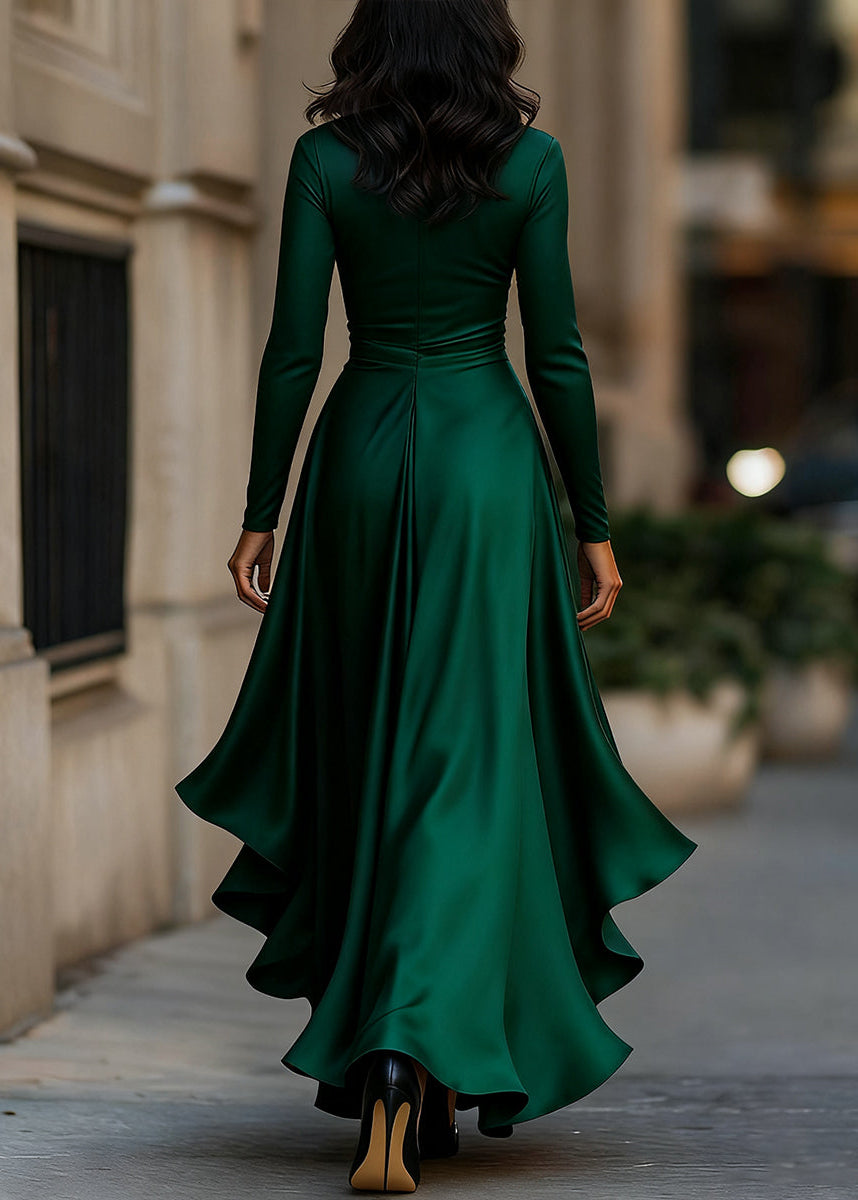 Brooke | Women’s Asymmetric Long Sleeve Ruffled Wrap Dress