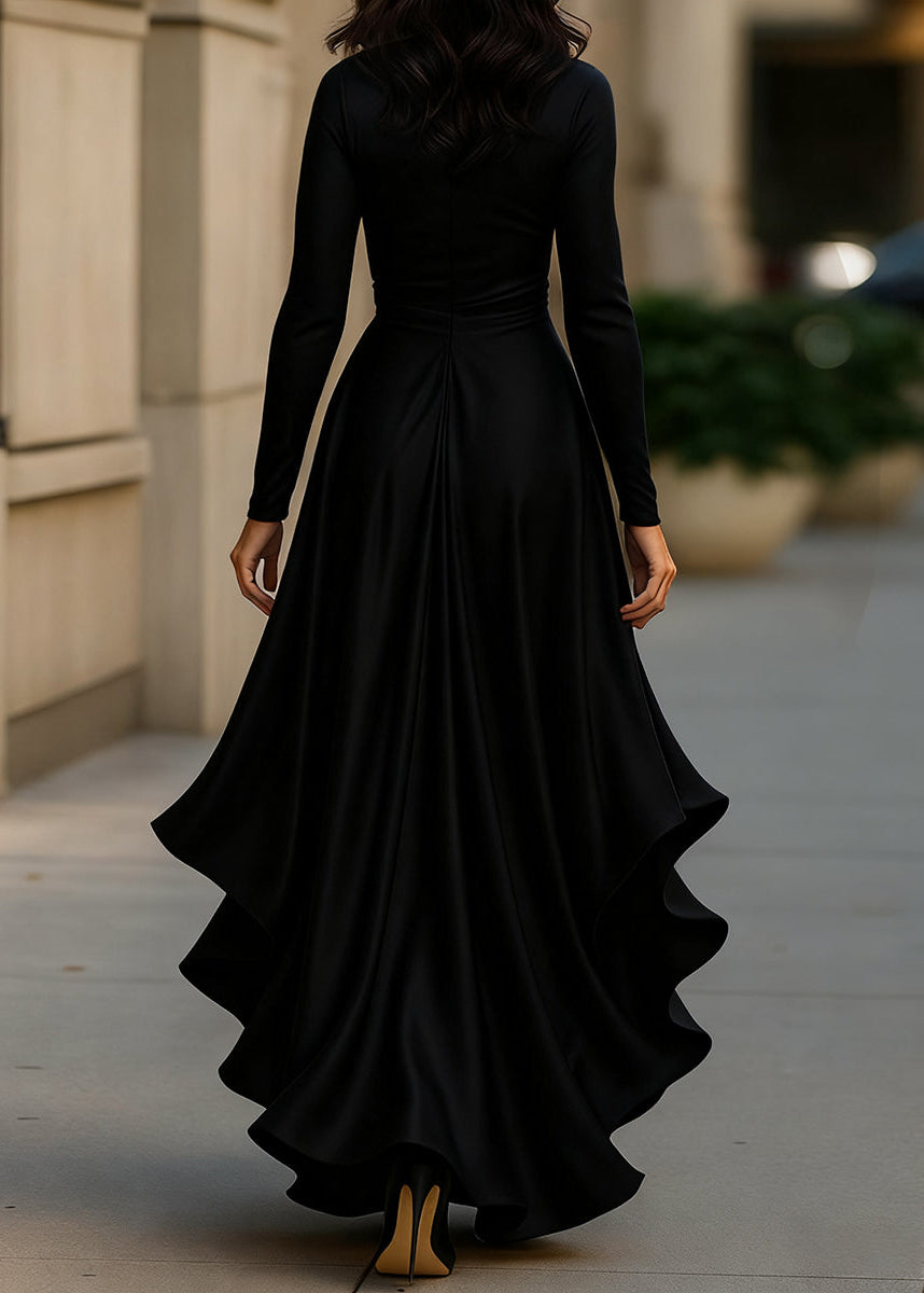 Brooke | Women’s Asymmetric Long Sleeve Ruffled Wrap Dress