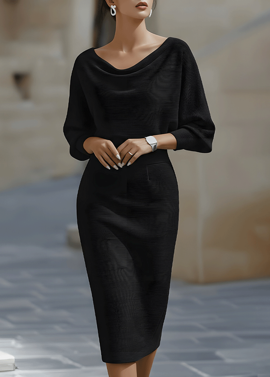 Bryn | Women’s Draped Cowl Neck Midi Dress