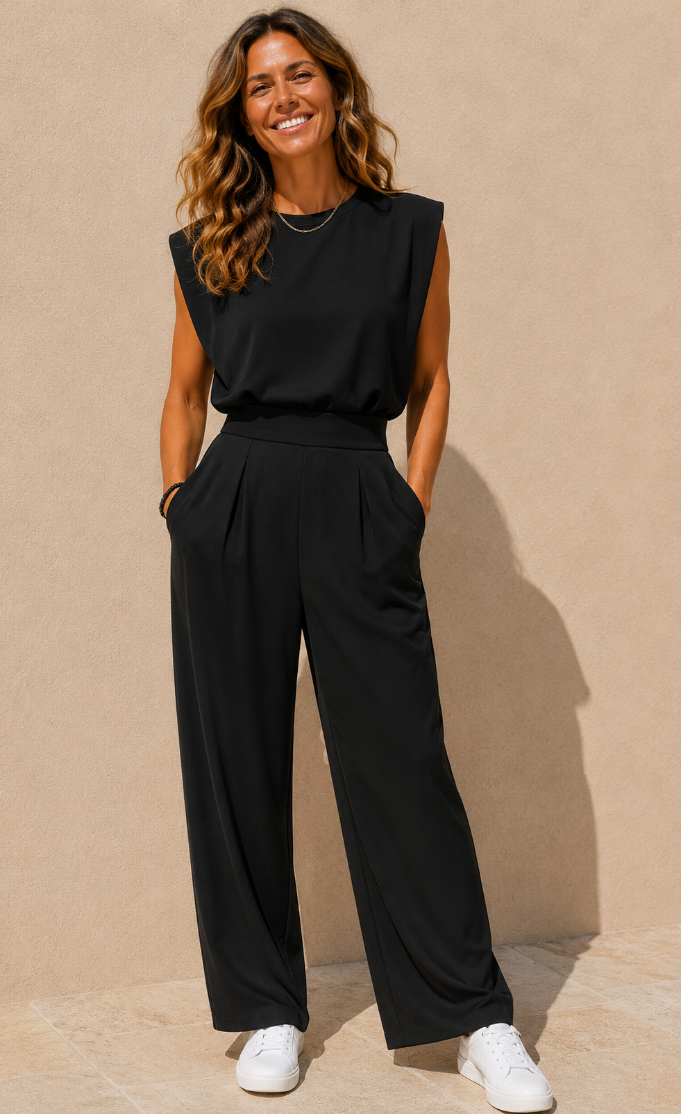 Brynn | Women's Sleeveless Wide Leg Jumpsuit