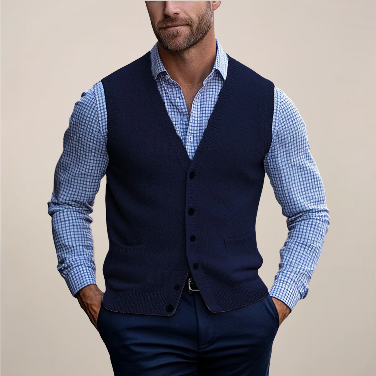 Buddy | Men’s Sleeveless V Neck Button Vest