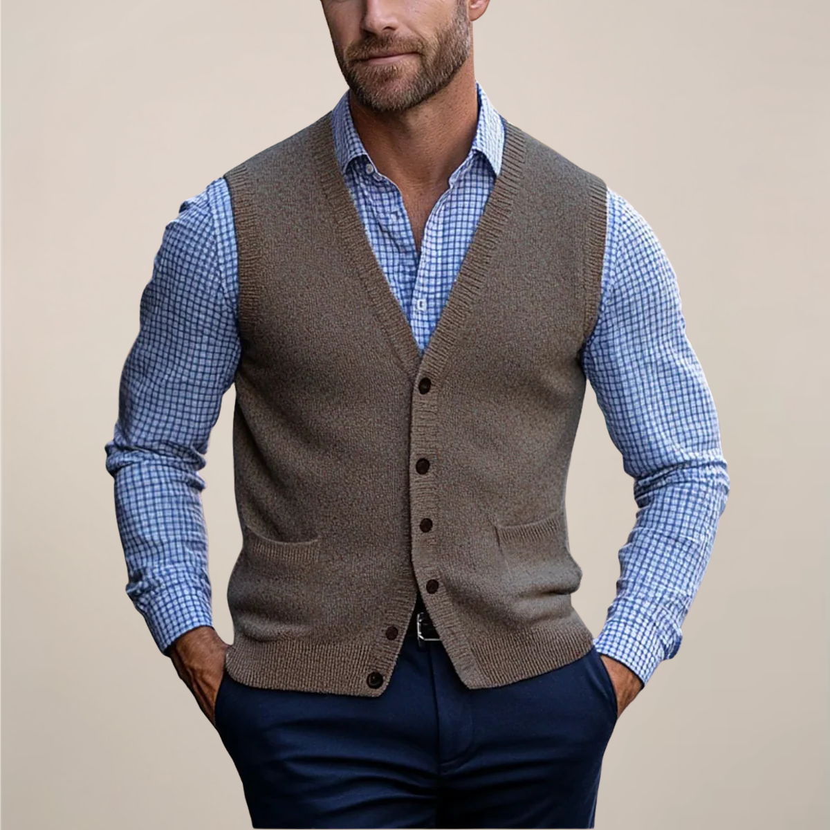 Buddy | Men’s Sleeveless V Neck Button Vest