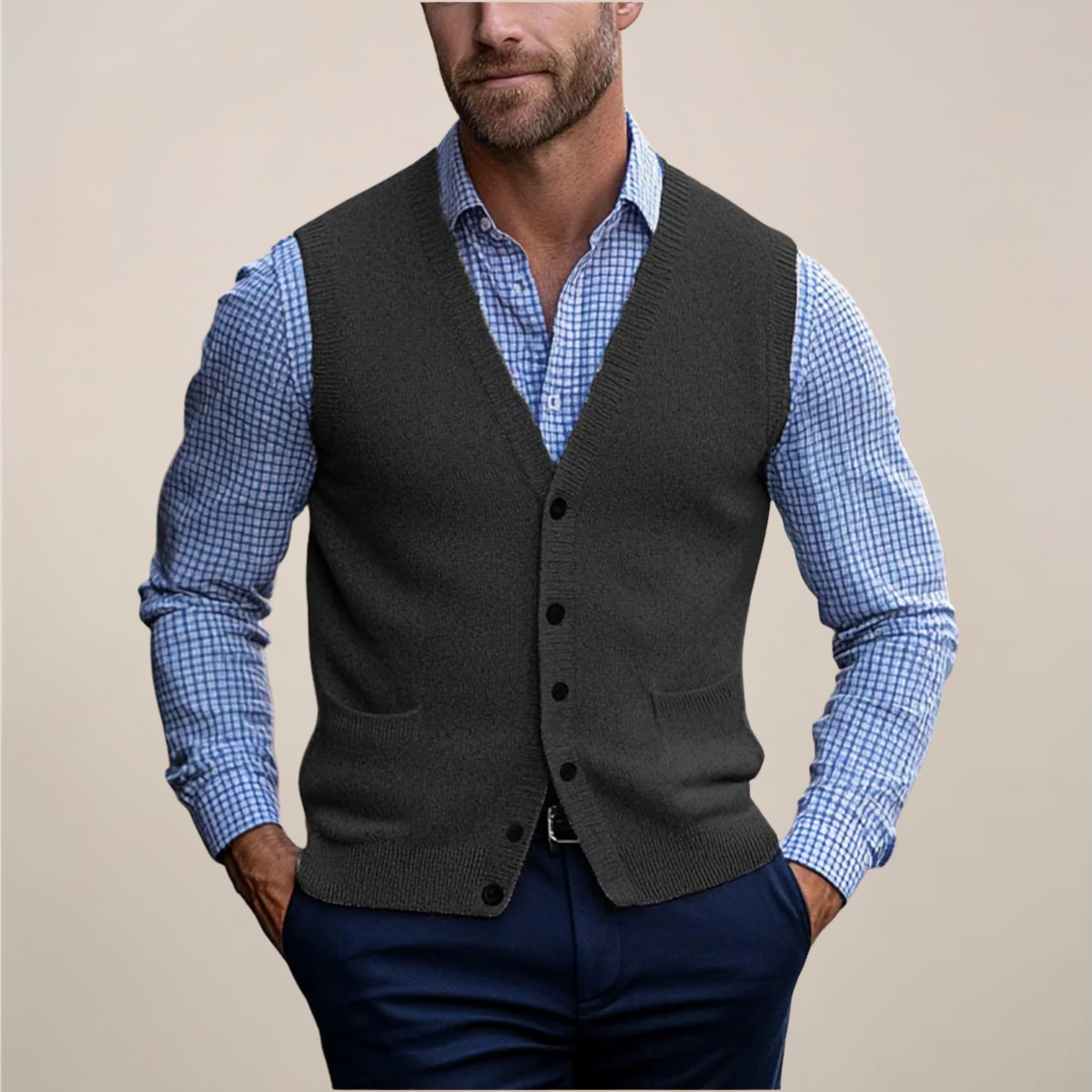 Buddy | Men’s Sleeveless V Neck Button Vest
