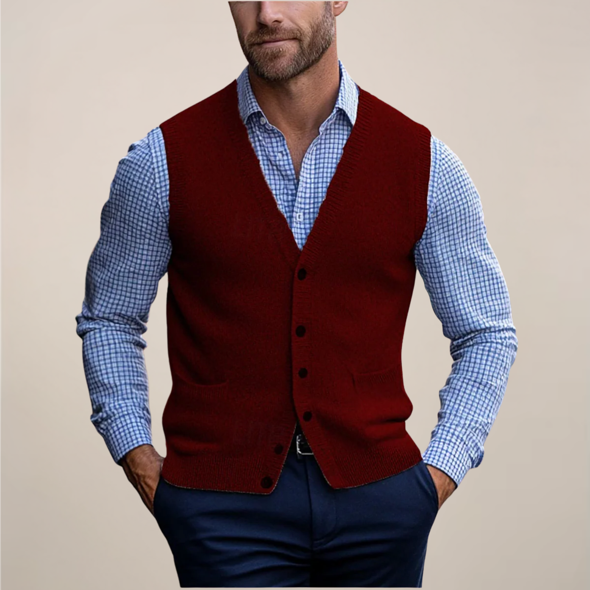 Buddy | Men’s Sleeveless V Neck Button Vest