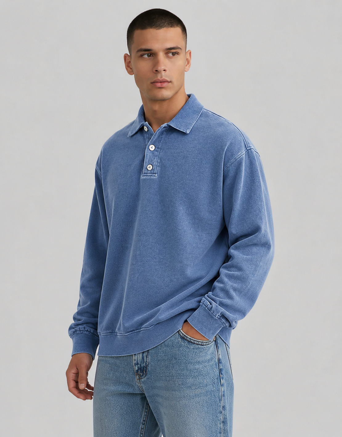 Buster | Men’s Button Long Sleeve Polo Shirt