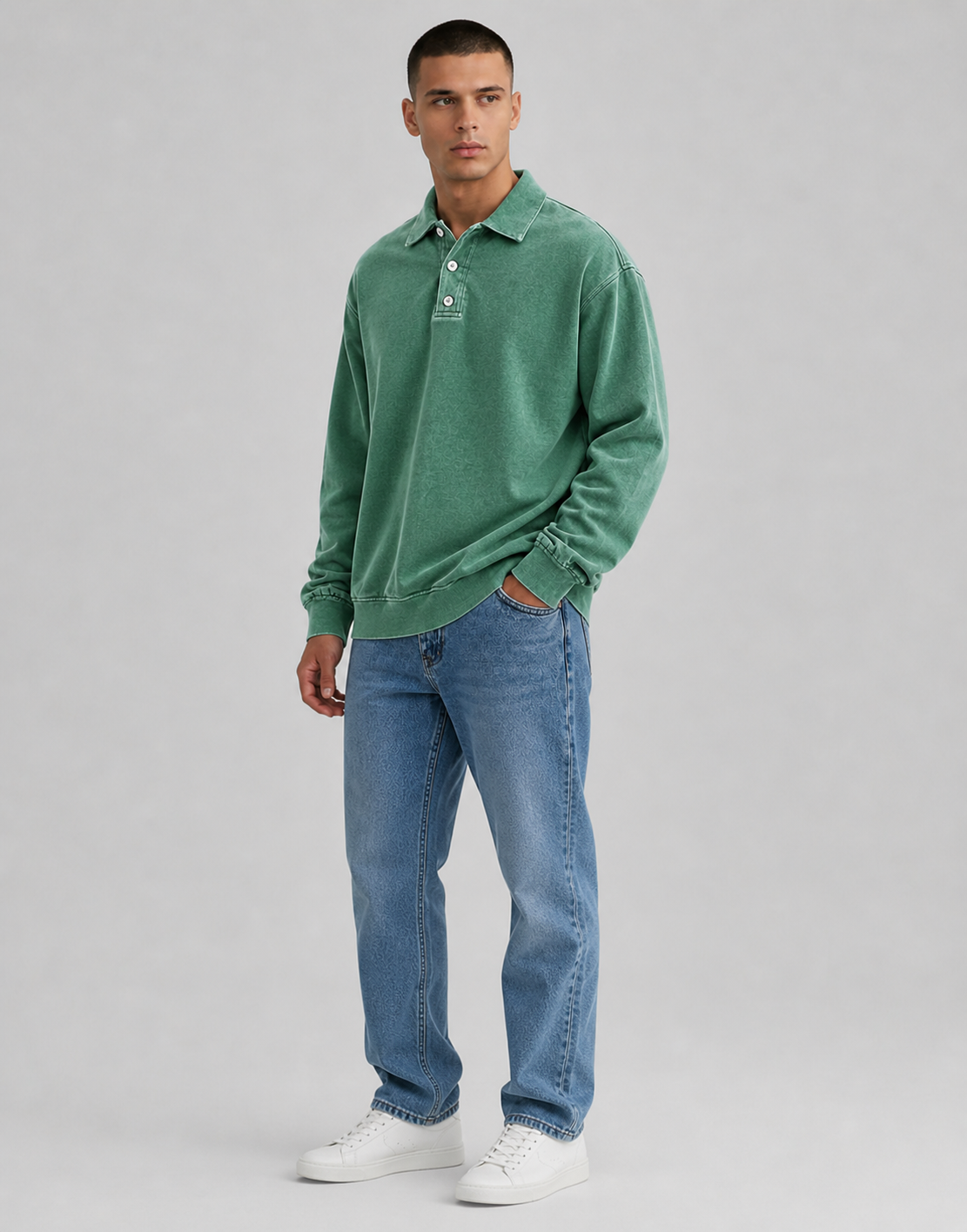 Buster | Men’s Button Long Sleeve Polo Shirt