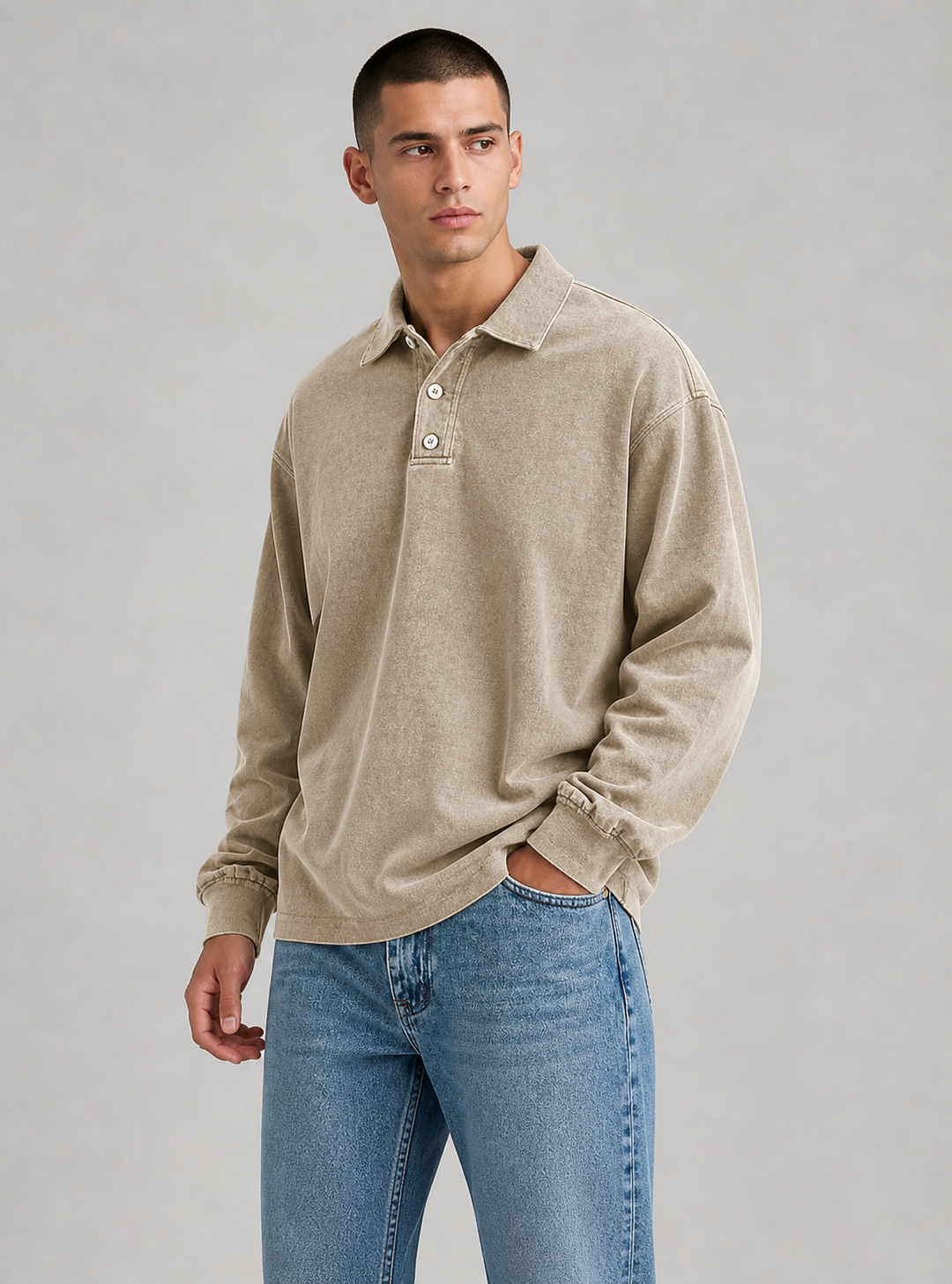 Buster | Men’s Button Long Sleeve Polo Shirt